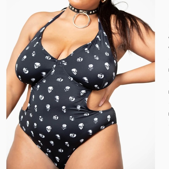 Killstar Plus Size Rebel Fate Black Skull Swimsuit 3XL NEW - Picture 4 of 4